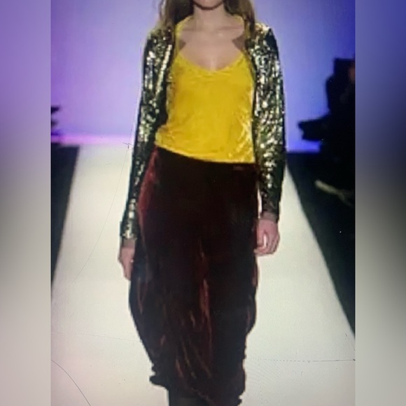 MaxAzria Collection Runway Sequined Tulle Jacket Y2K NWT Gold Black Silver - Picture 2 of 11